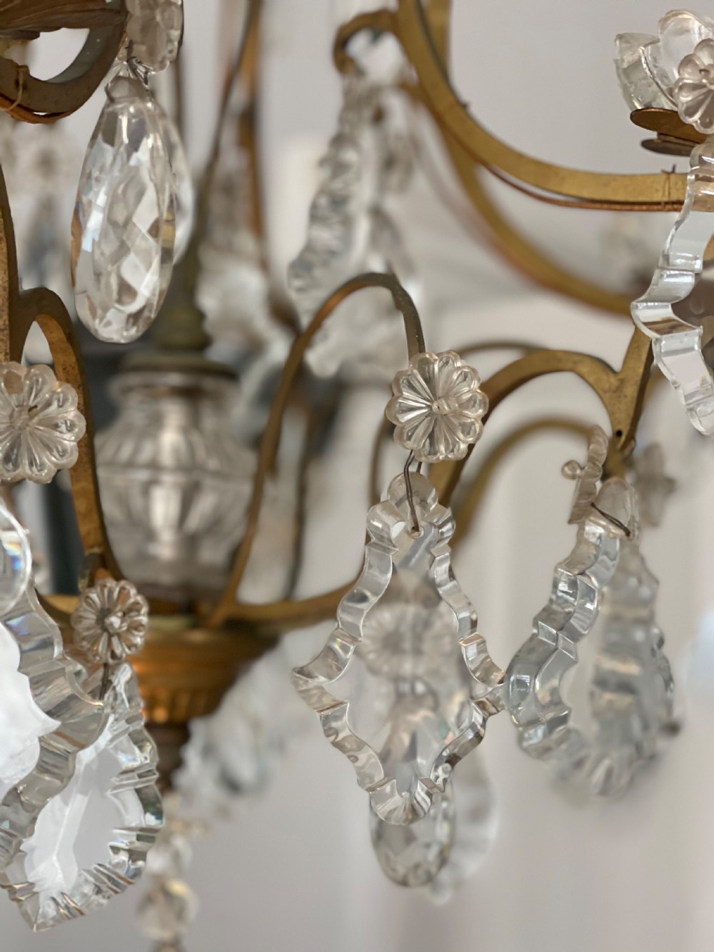 Antique French crystal cage chandelier View VI
