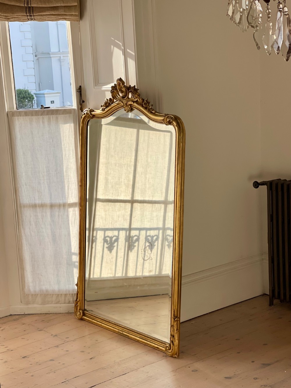 Large antique  French gilt Louis XV mirror - bevelled glass 