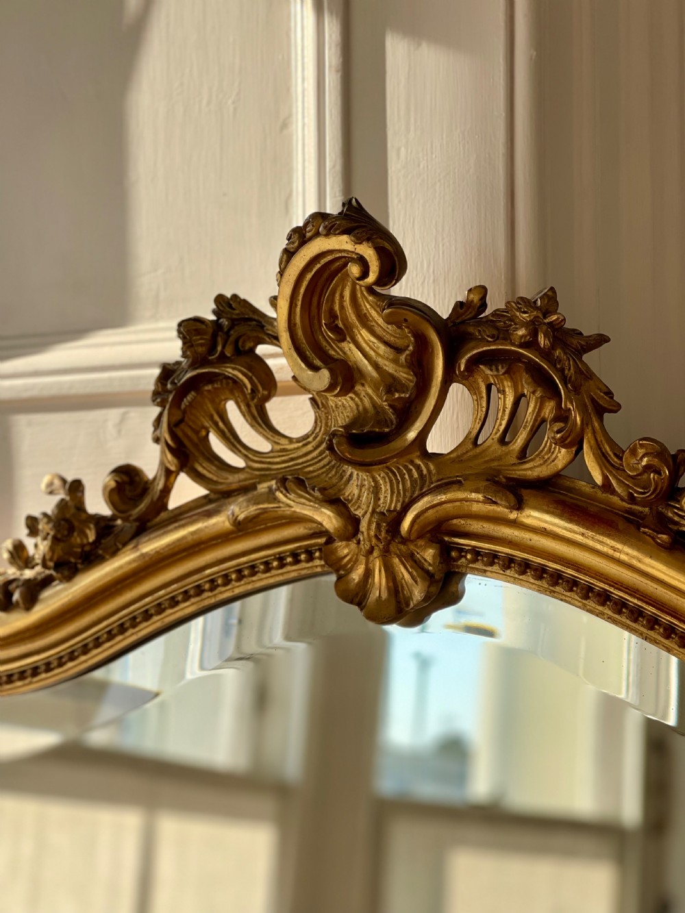 Large antique  French gilt Louis XV mirror - bevelled glass  View II