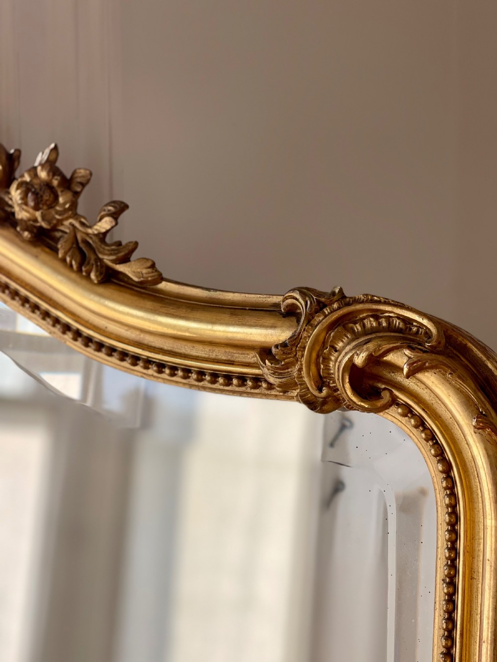 Large antique  French gilt Louis XV mirror - bevelled glass  View VII