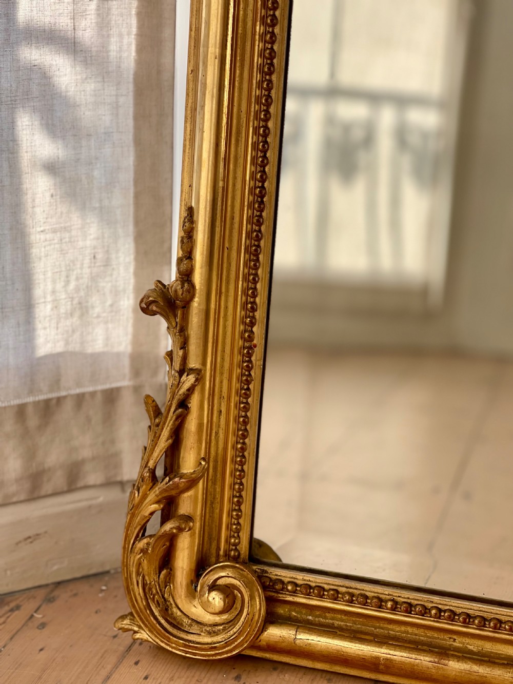 Large antique  French gilt Louis XV mirror - bevelled glass  View IX