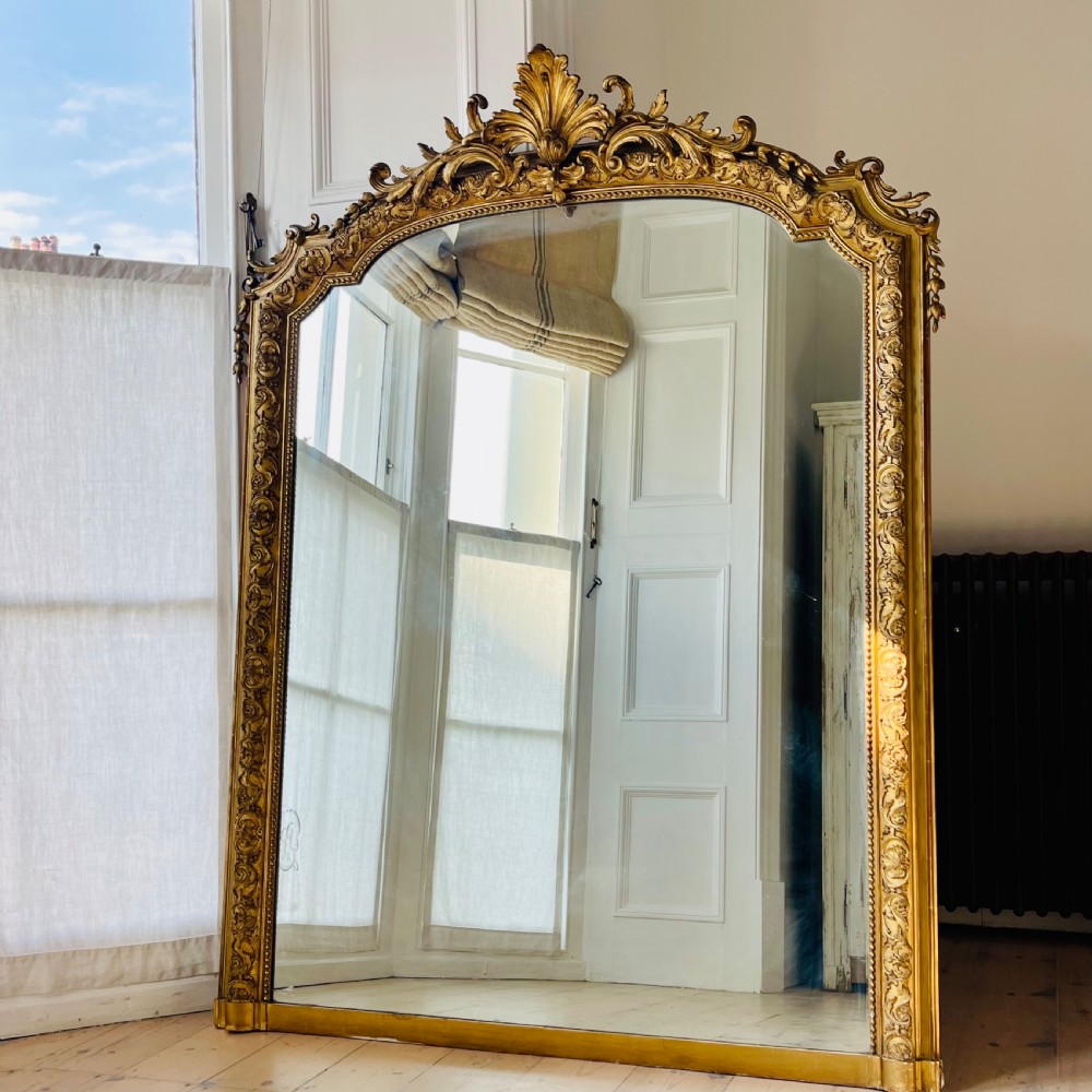 Large antique French gilt Louis XV mirror  View III