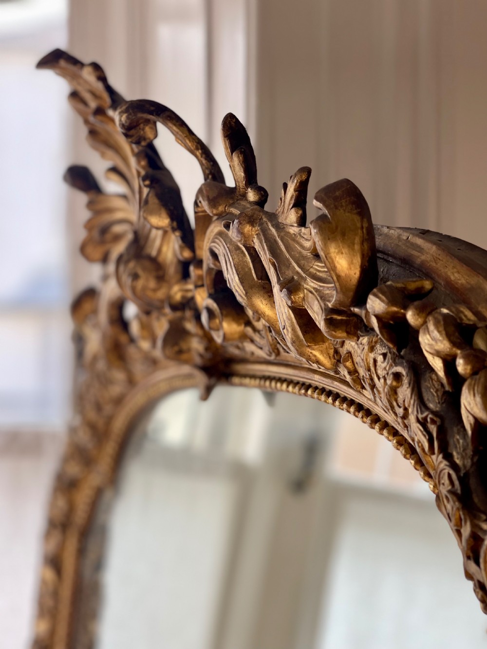 Large antique French gilt Louis XV mirror  View V