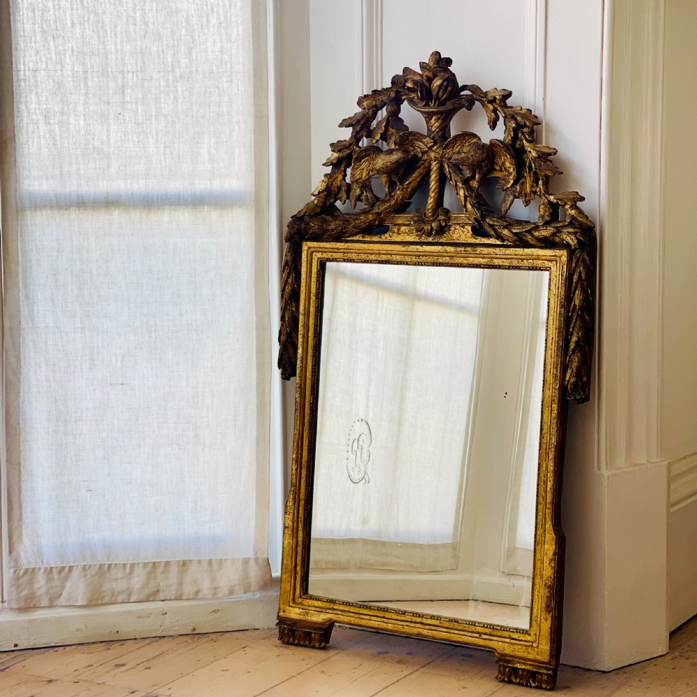 Antique French 18th century gilt wood marriage mirror View III
