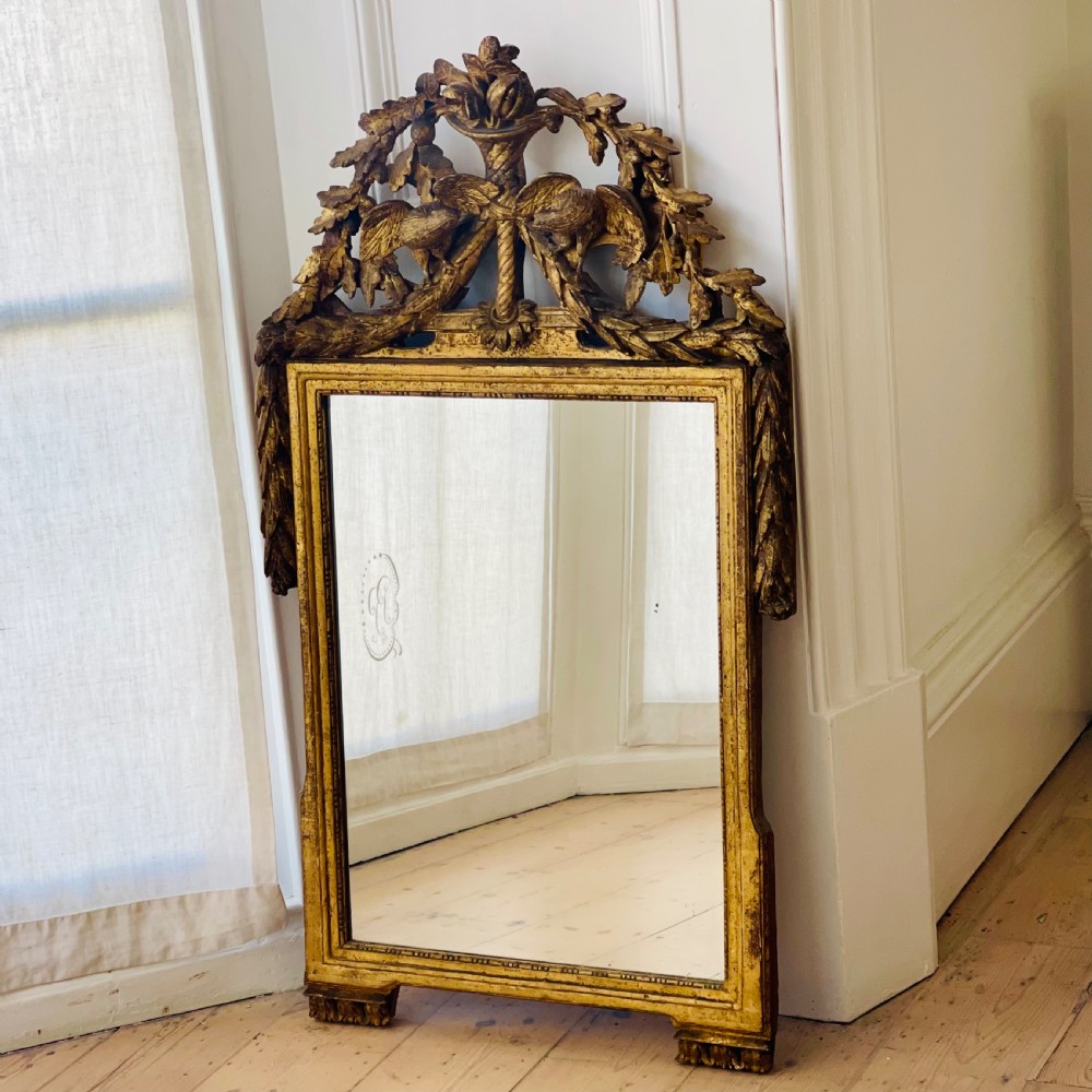 Antique French 18th century gilt wood marriage mirror View V