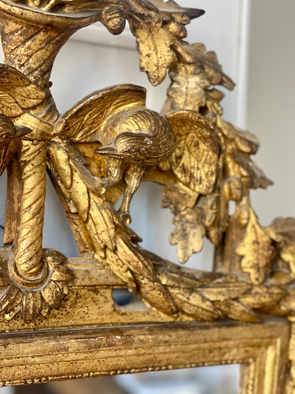 Antique French 18th century gilt wood marriage mirror View VII