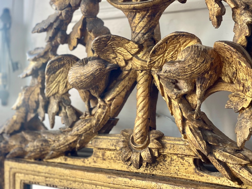 Antique French 18th century gilt wood marriage mirror View IX