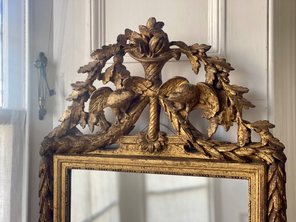 Antique French 18th century gilt wood marriage mirror View X