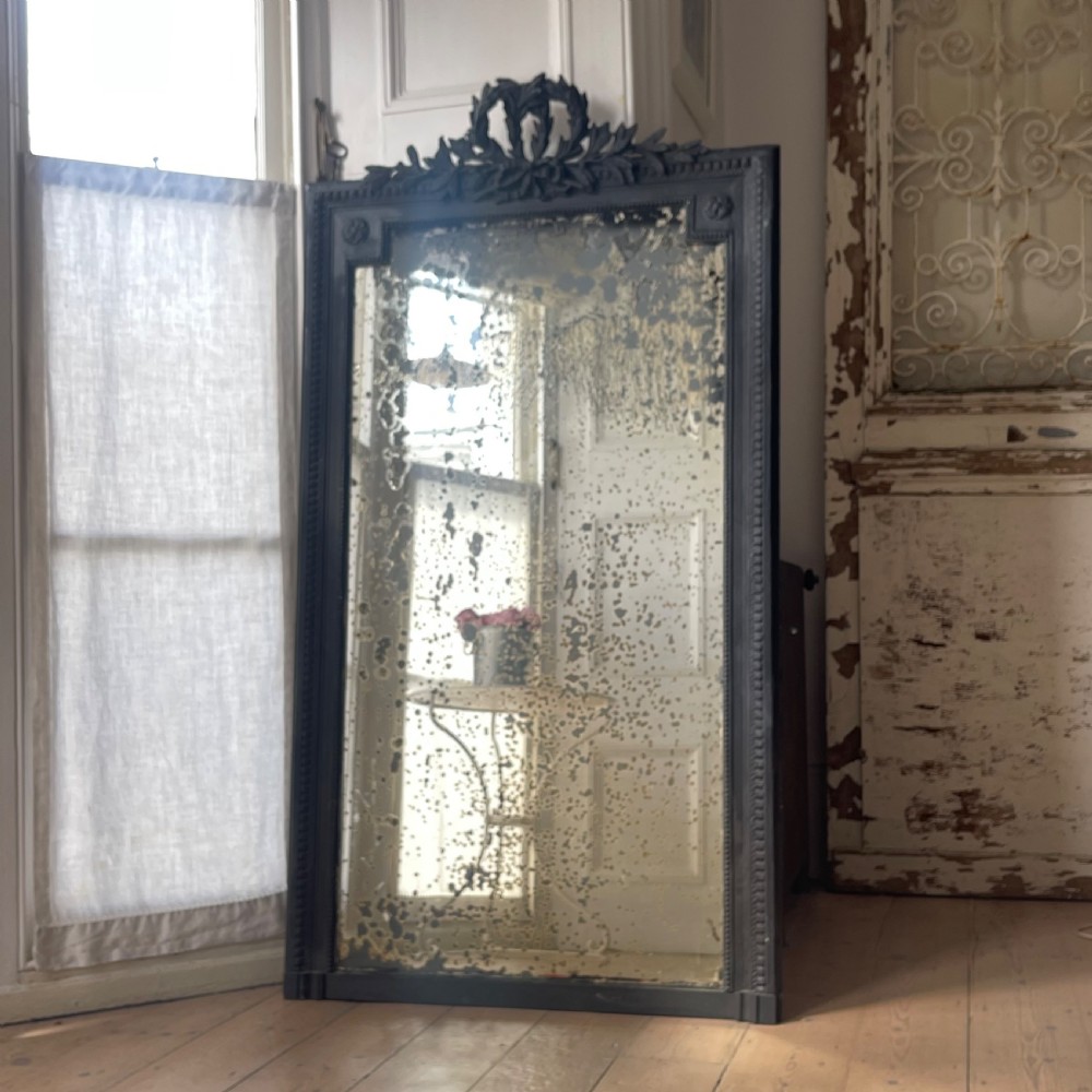 Large antique French Louis XVI mirror - foxed glass View II