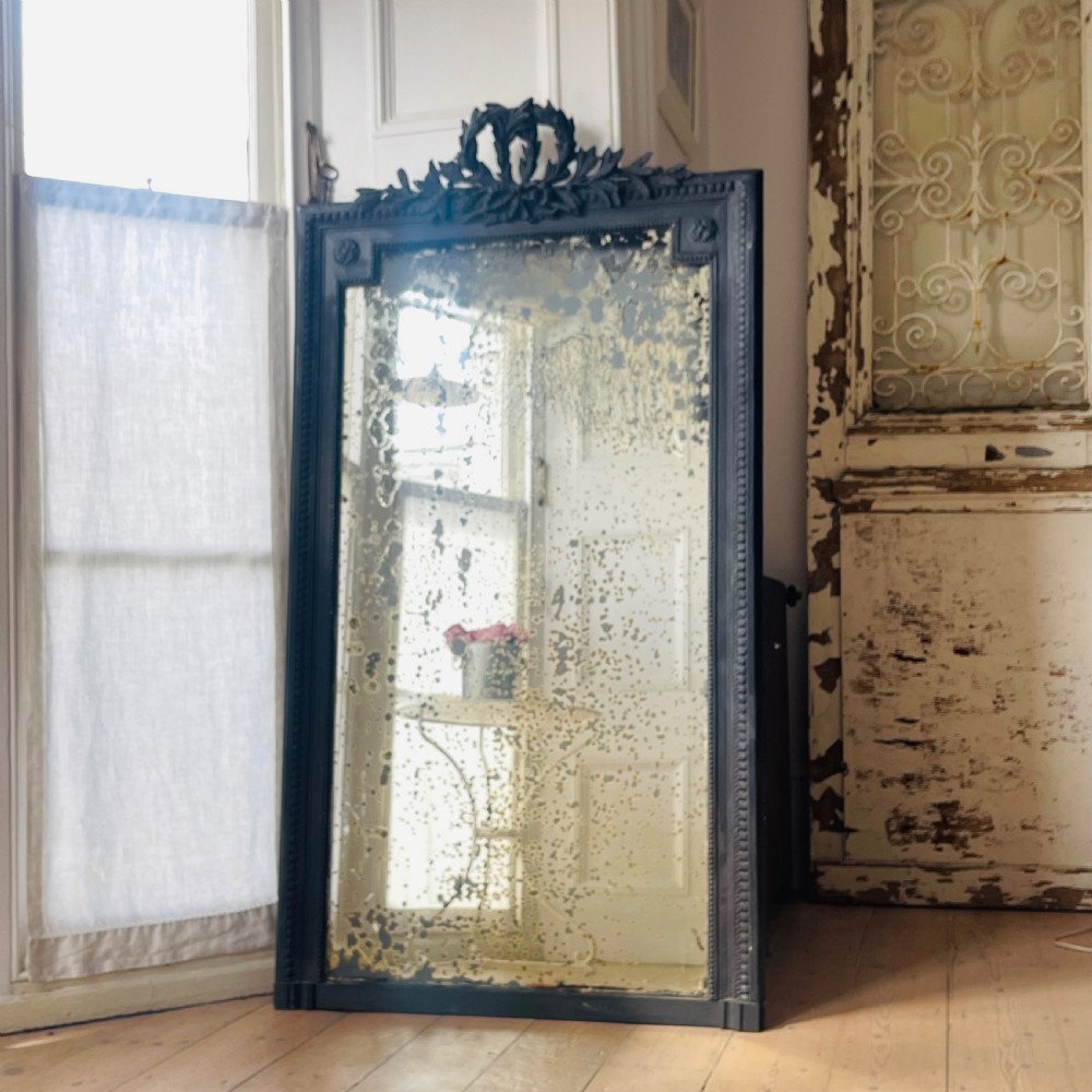 Large antique French Louis XVI mirror - foxed glass View III