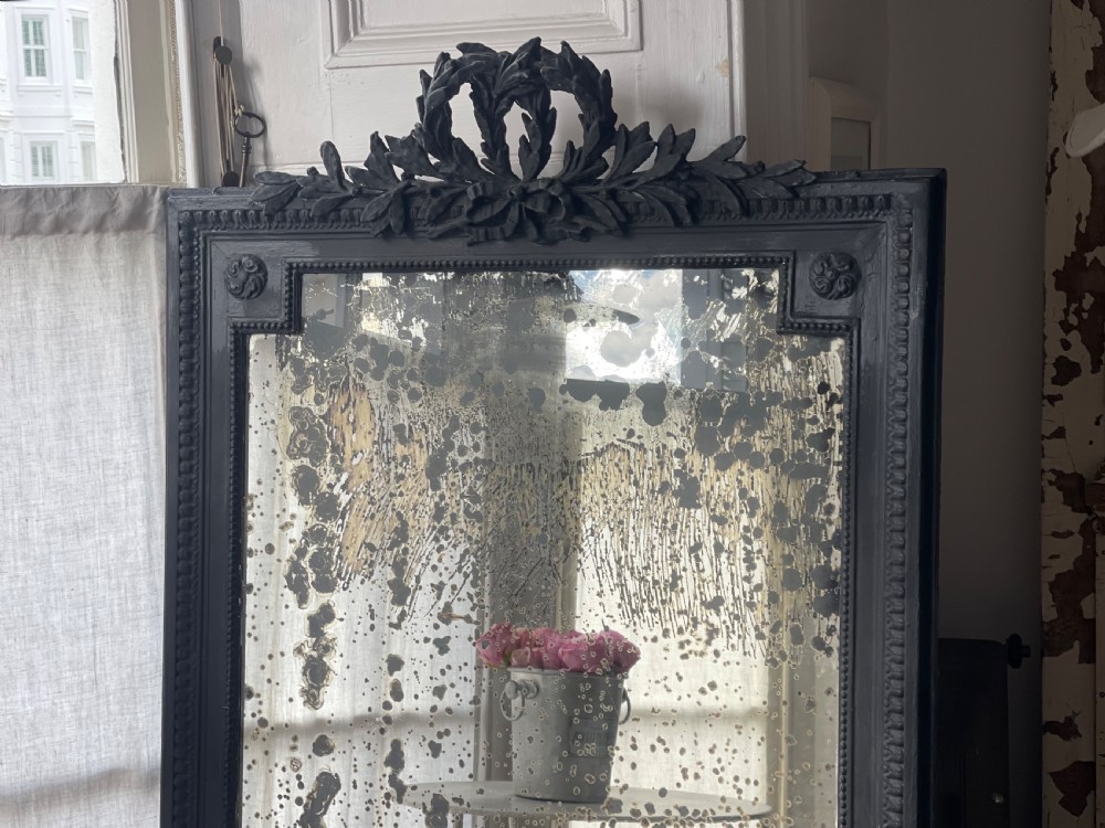 Large antique French Louis XVI mirror - foxed glass View V