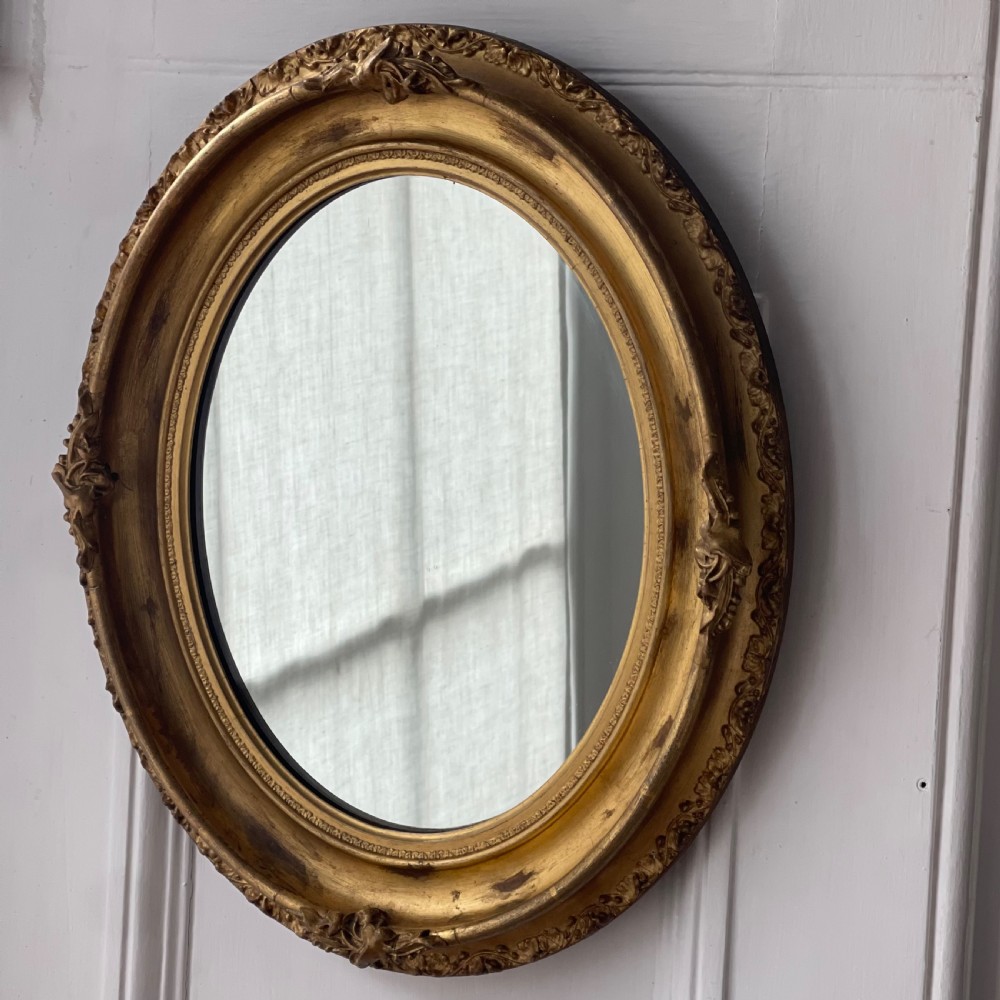Antique French gilt oval mirror  View III