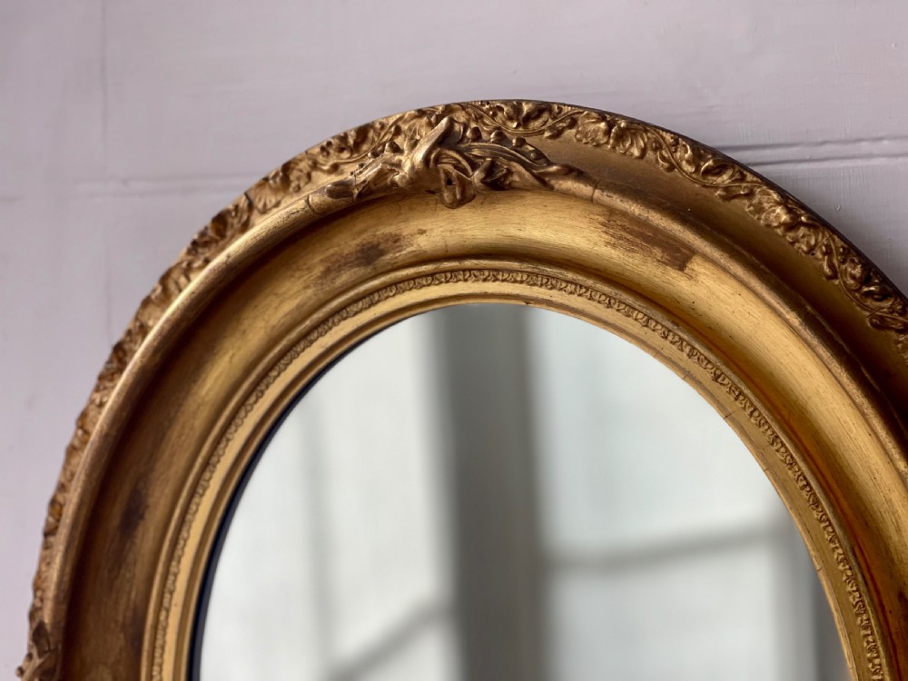 Antique French gilt oval mirror  View V
