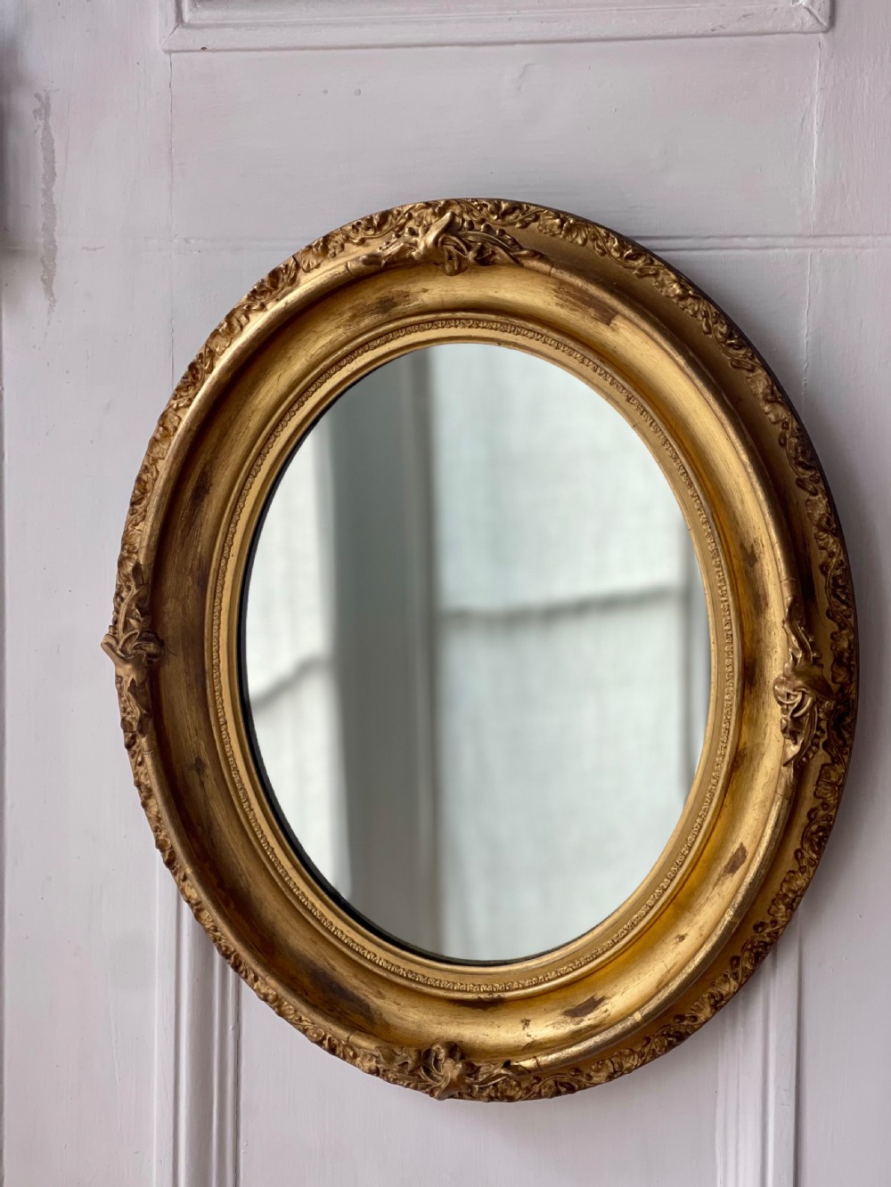 Antique French gilt oval mirror  View VII