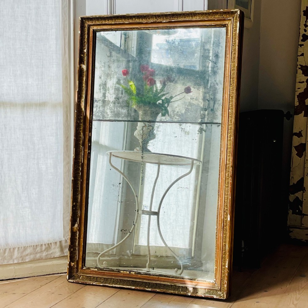 Antique French gilt Empire mirror - split mercury glass View II