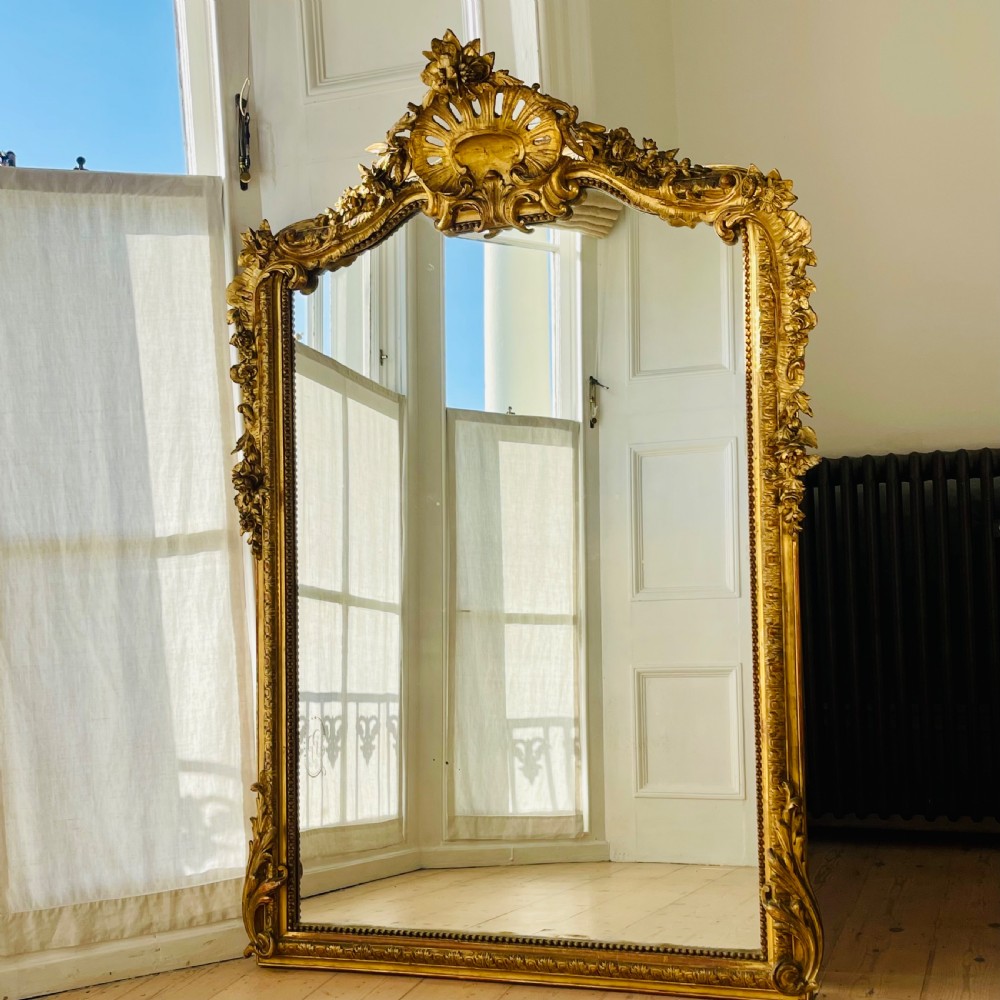 Large antique French gilt Louis XV mirror