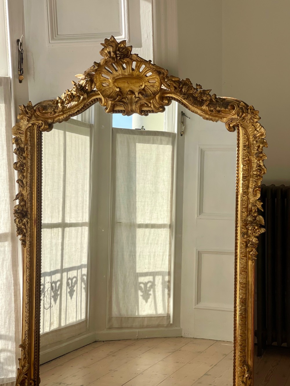 Large antique French gilt Louis XV mirror View VII