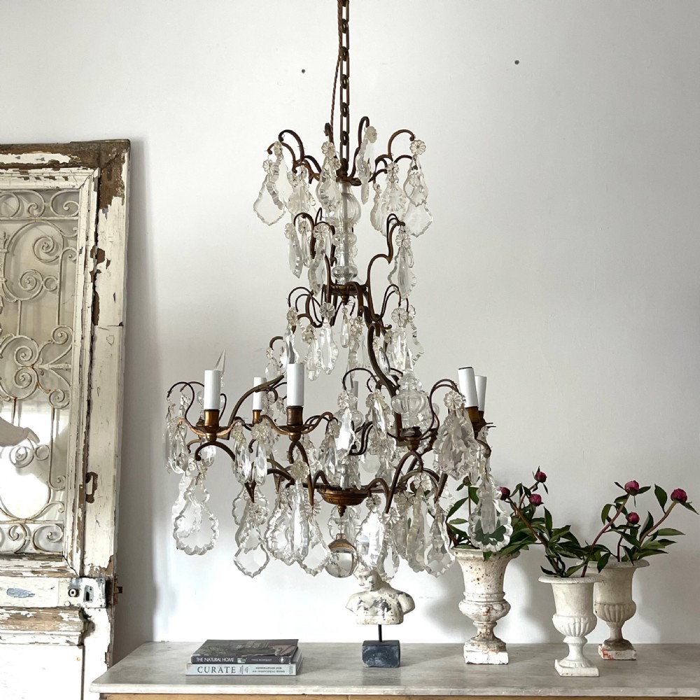 Pair of large antique French cage chandeliers View III
