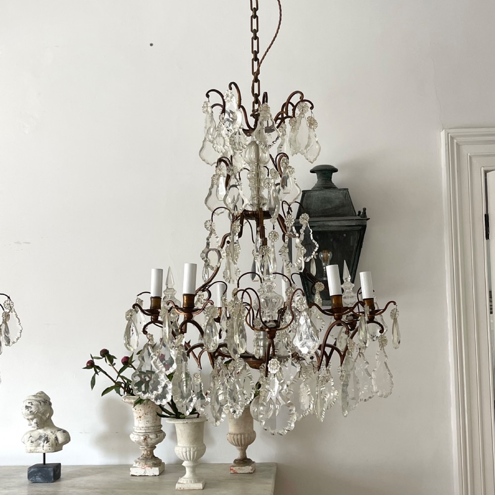 Pair of large antique French cage chandeliers View IV