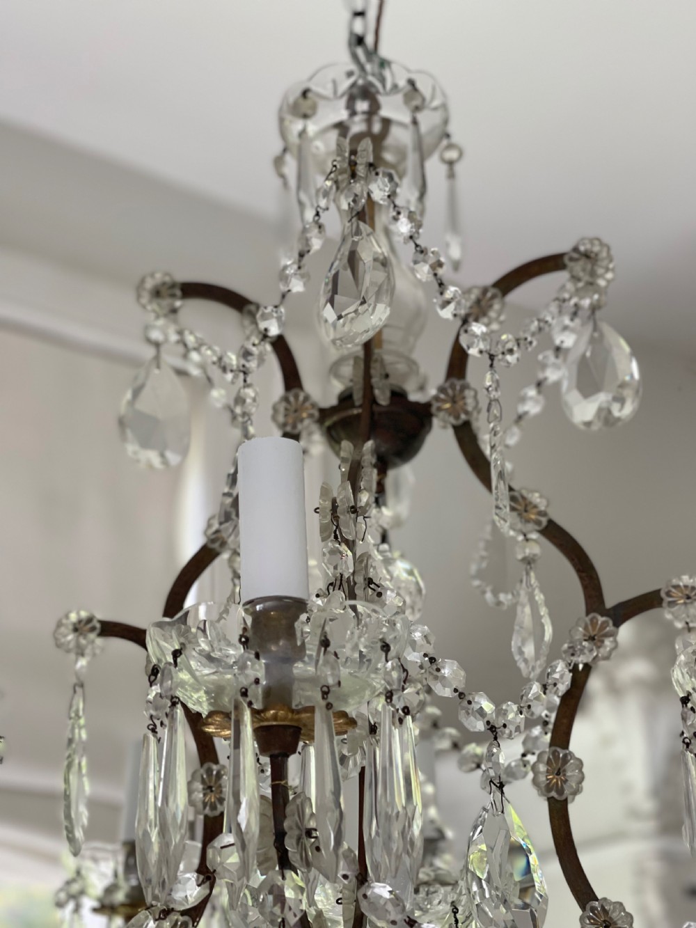 Large antique French crystal chandelier View IV