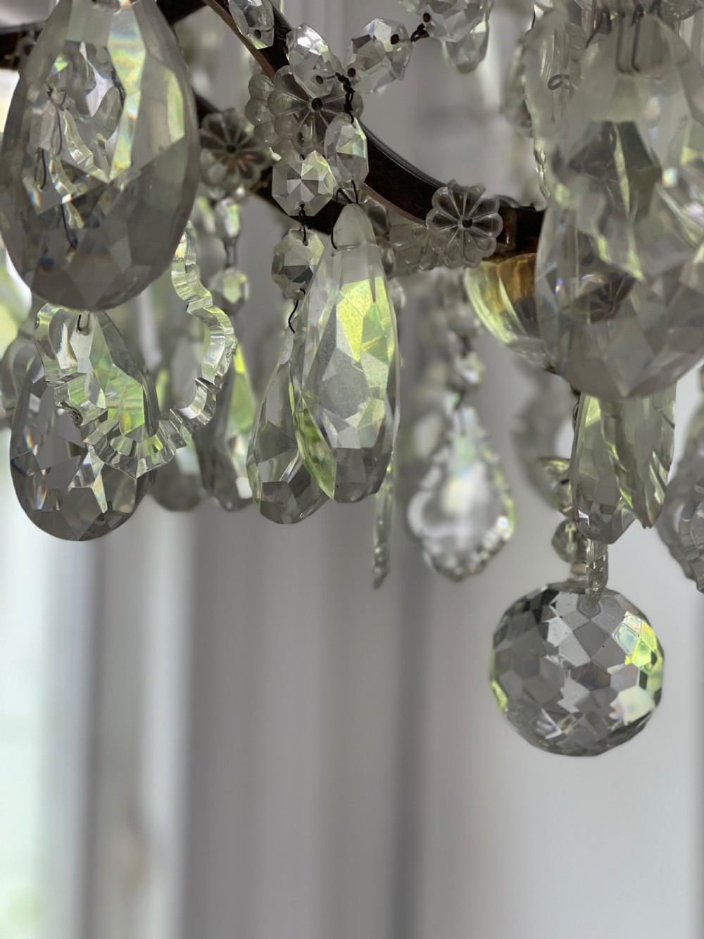 Large antique French crystal chandelier View V