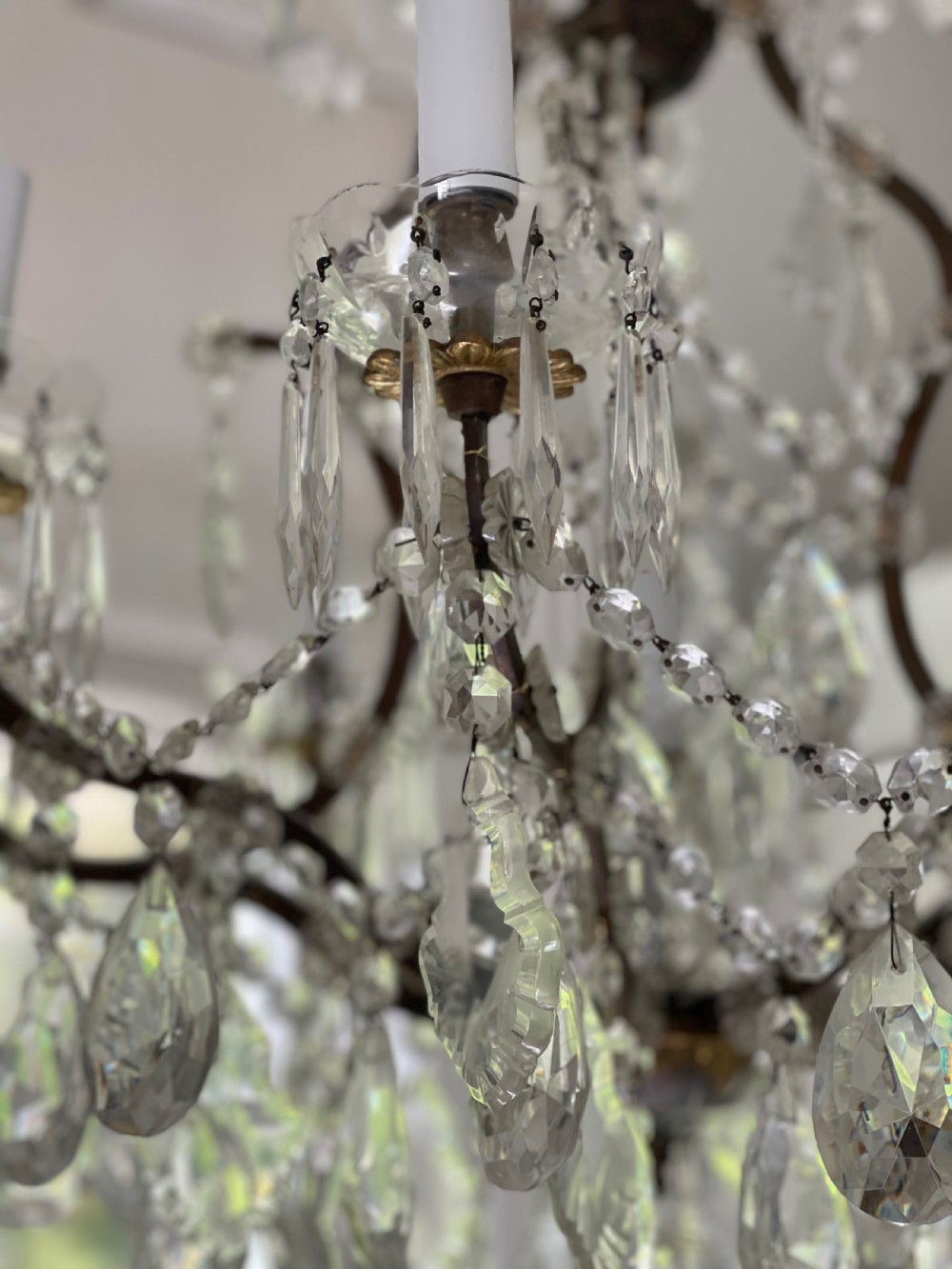 Large antique French crystal chandelier View VI