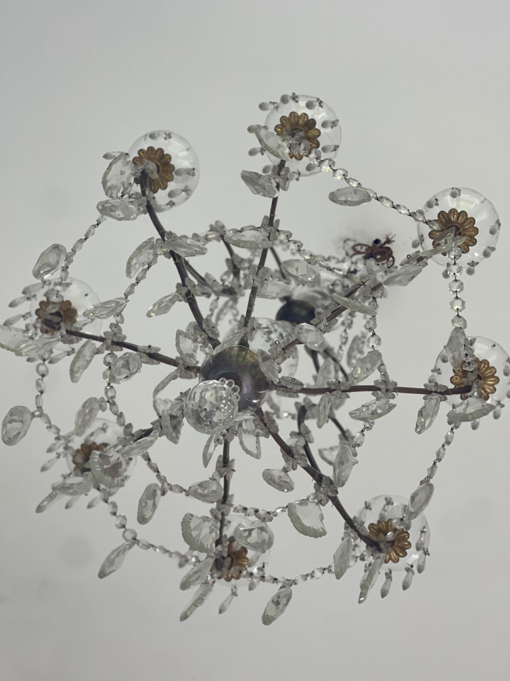 Large antique French crystal chandelier View VII