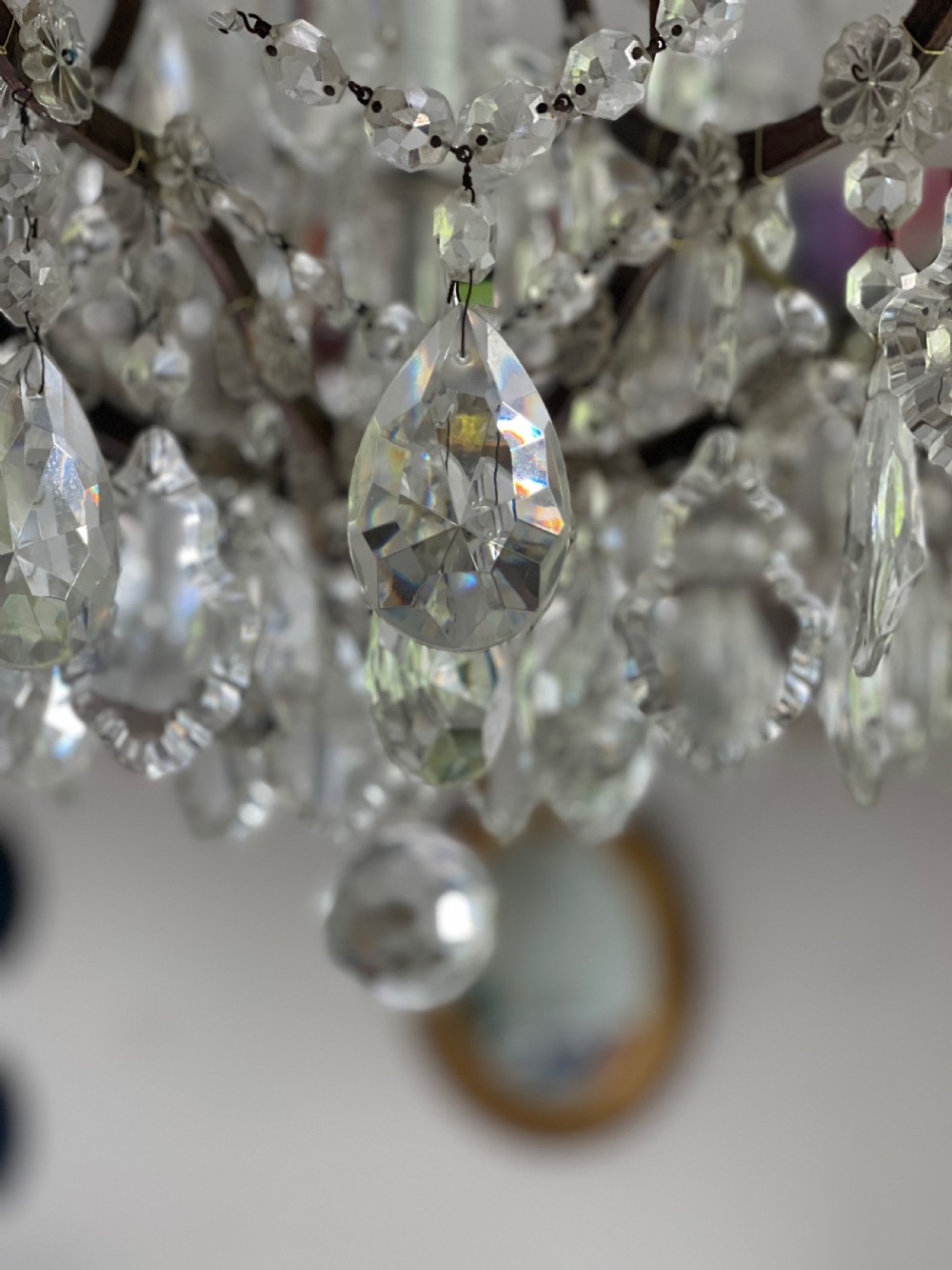 Large antique French crystal chandelier View IX