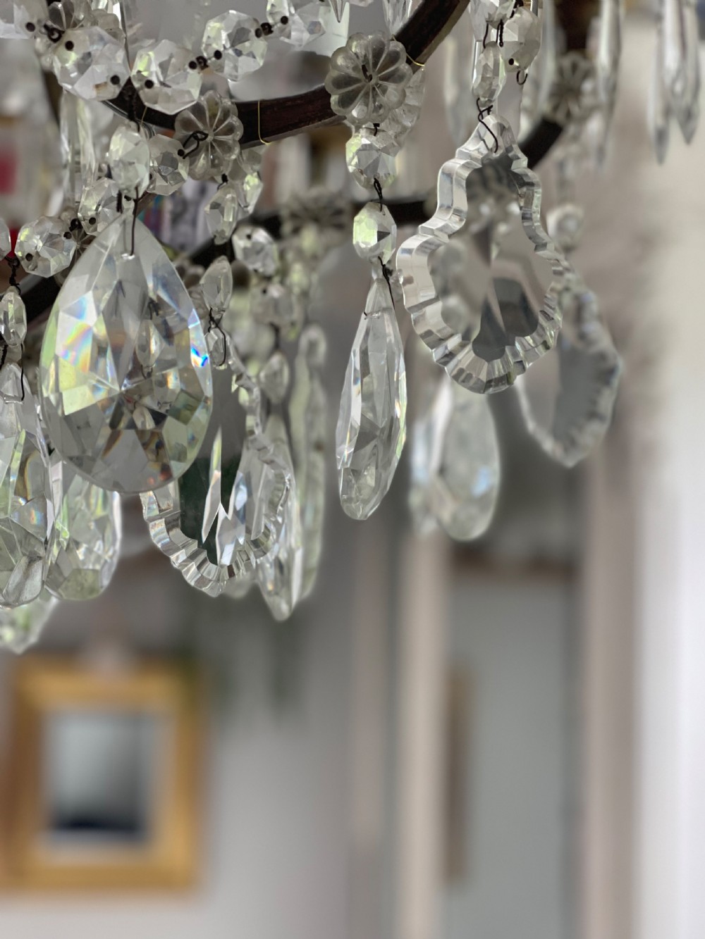 Large antique French crystal chandelier View XI