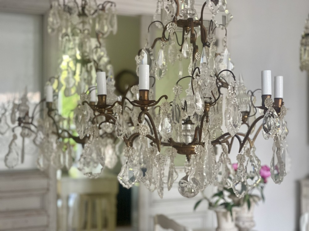 Pair of large antique French cage chandeliers