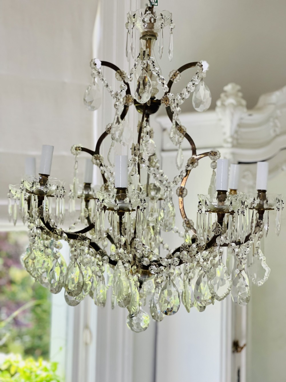Large antique French crystal chandelier