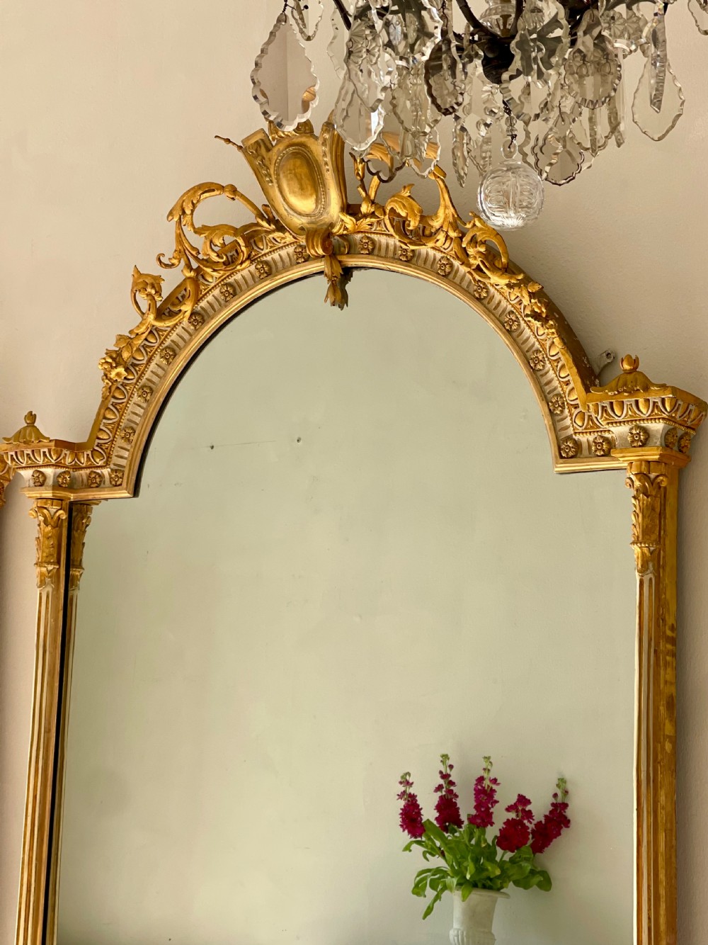 Pair of large antique French gilt mirrors - mercury glass View III