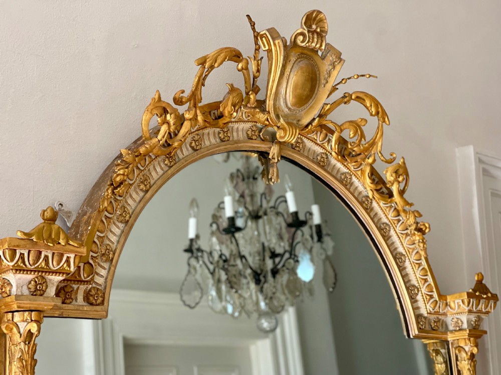 Pair of large antique French gilt mirrors - mercury glass View IV