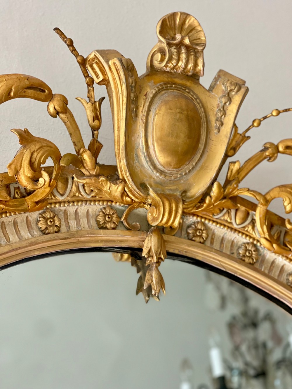 Pair of large antique French gilt mirrors - mercury glass View V