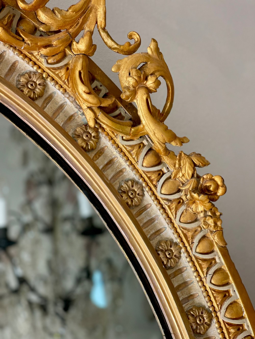 Pair of large antique French gilt mirrors - mercury glass View VI