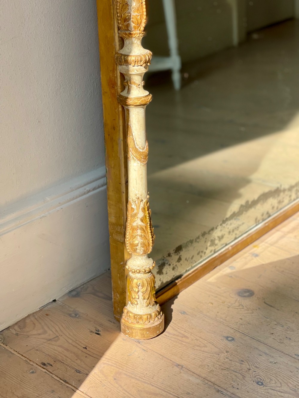 Pair of large antique French gilt mirrors - mercury glass View VII