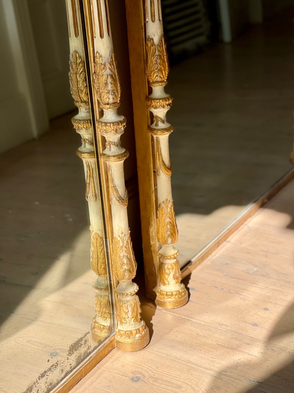 Pair of large antique French gilt mirrors - mercury glass View IX