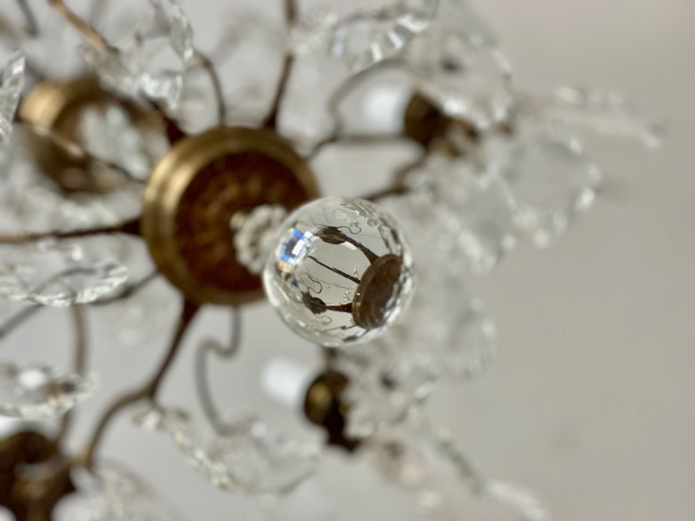 Antique French crystal cage chandelier View VI