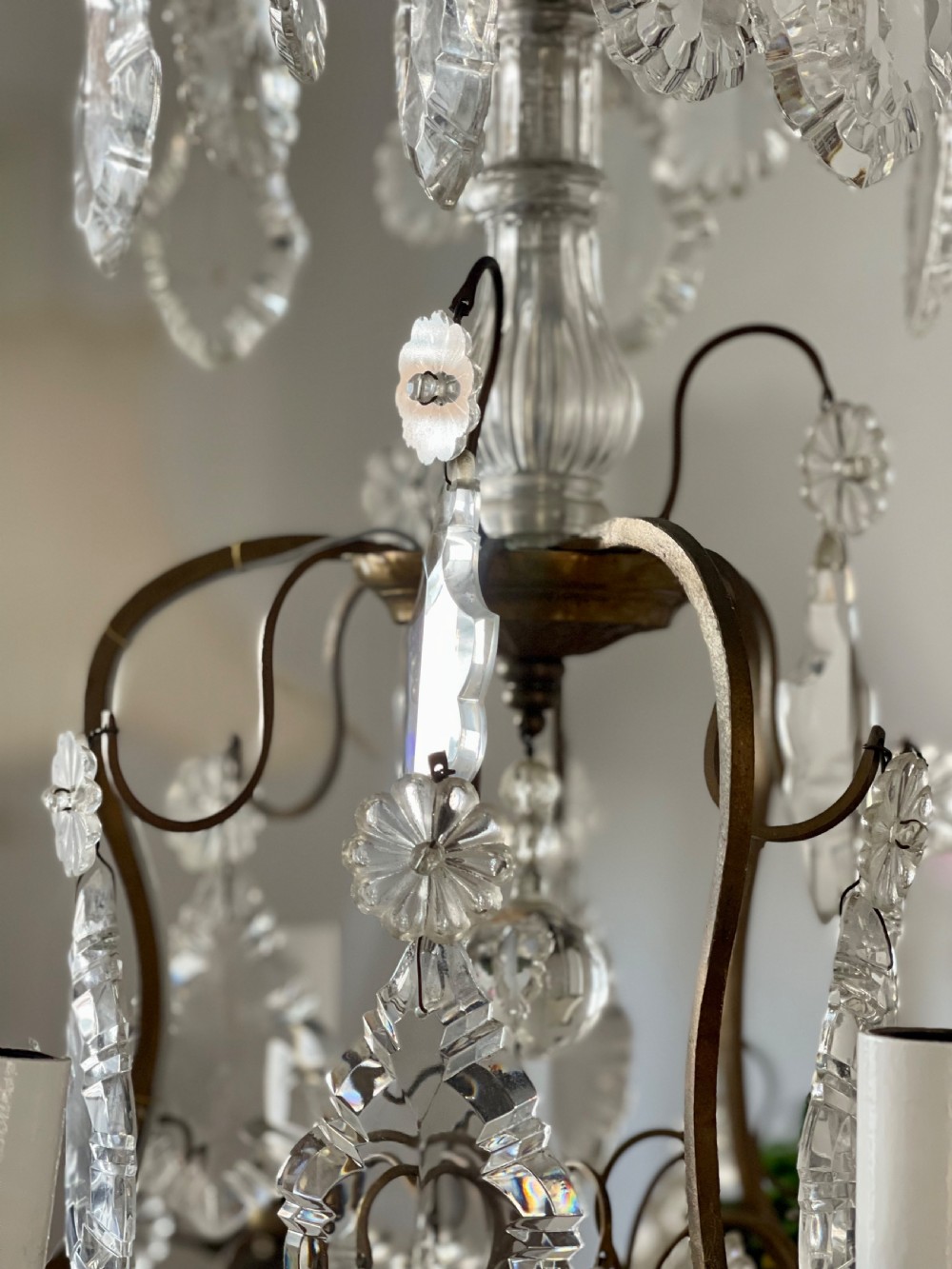 Antique French crystal cage chandelier View VII