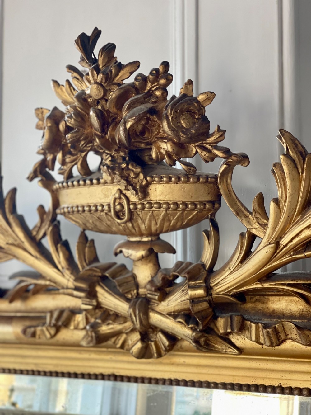 Large antique French gilt mirror - mercury glass View IV