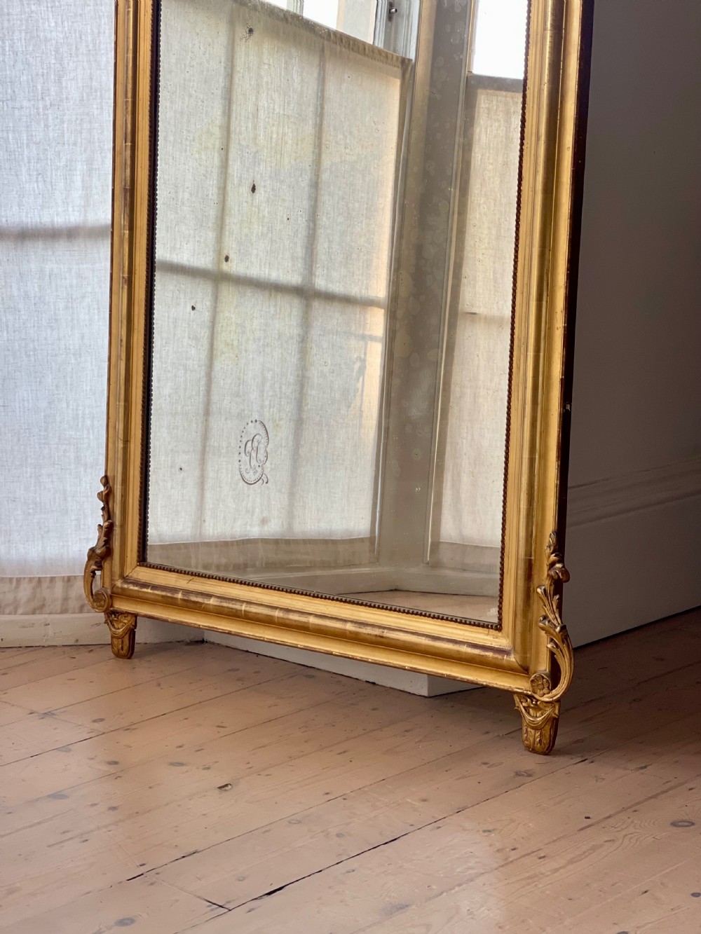 Large antique French gilt mirror - mercury glass View VII