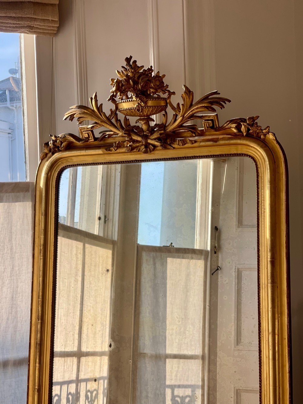 Large antique French gilt mirror - mercury glass View VIII