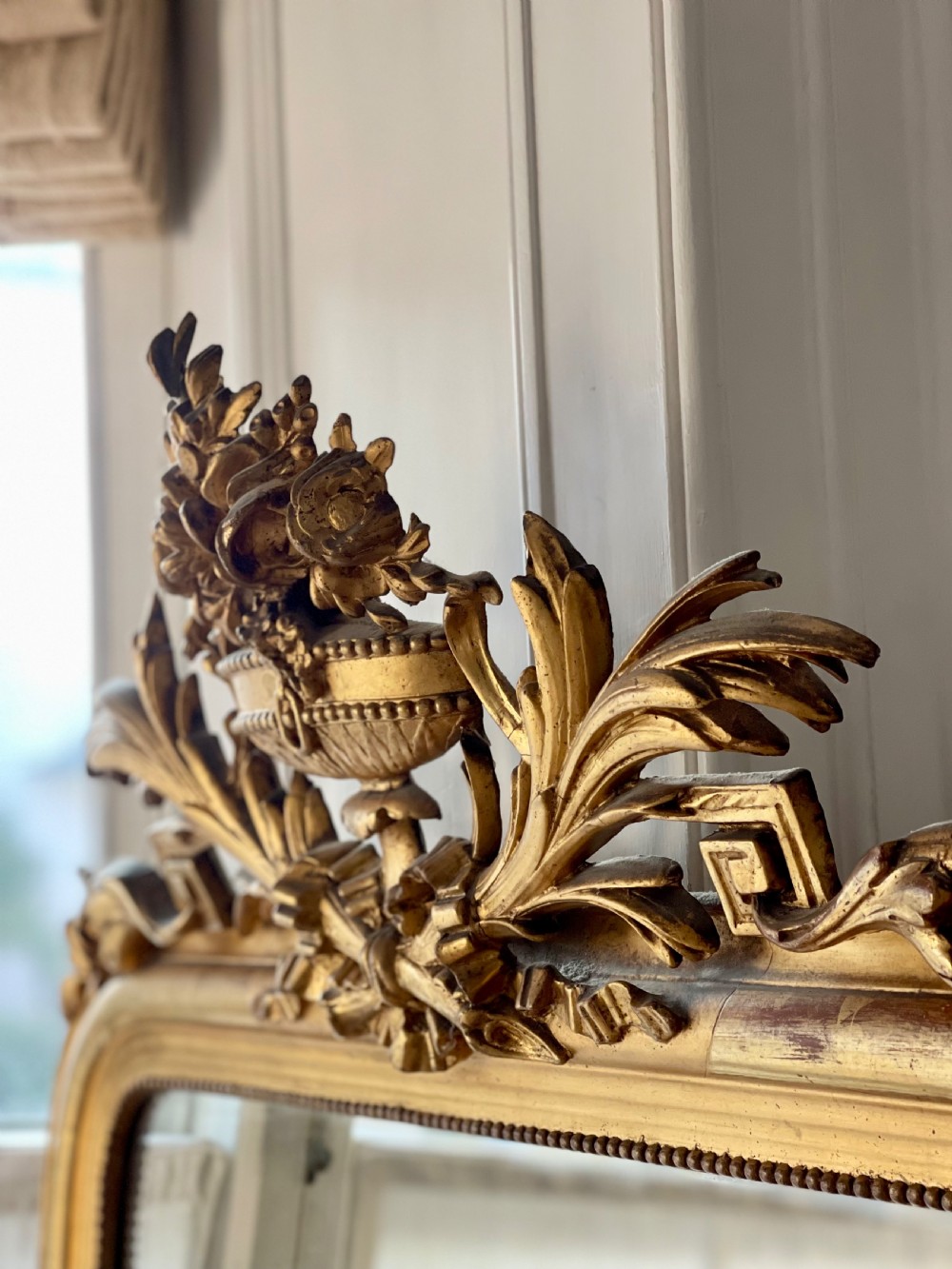 Large antique French gilt mirror - mercury glass View X