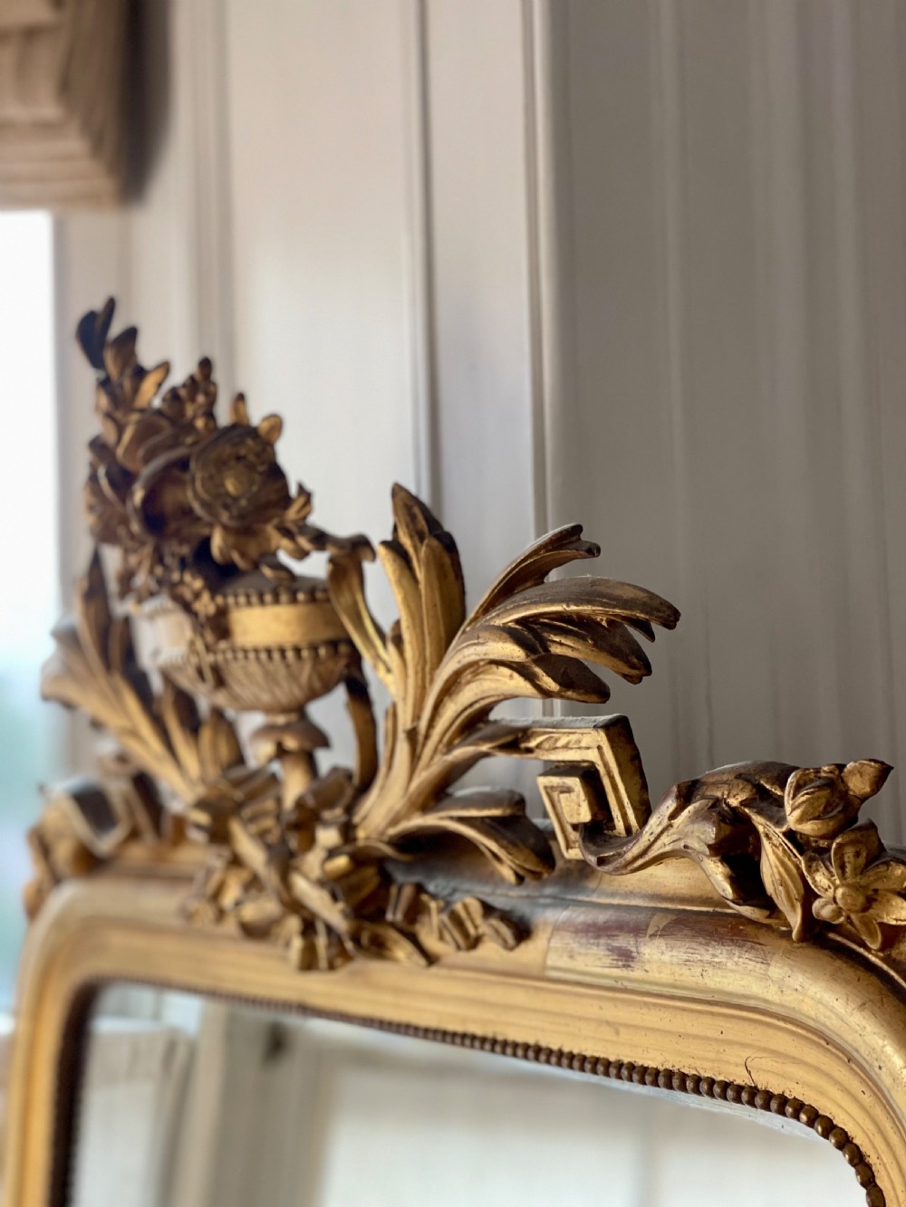Large antique French gilt mirror - mercury glass View XII