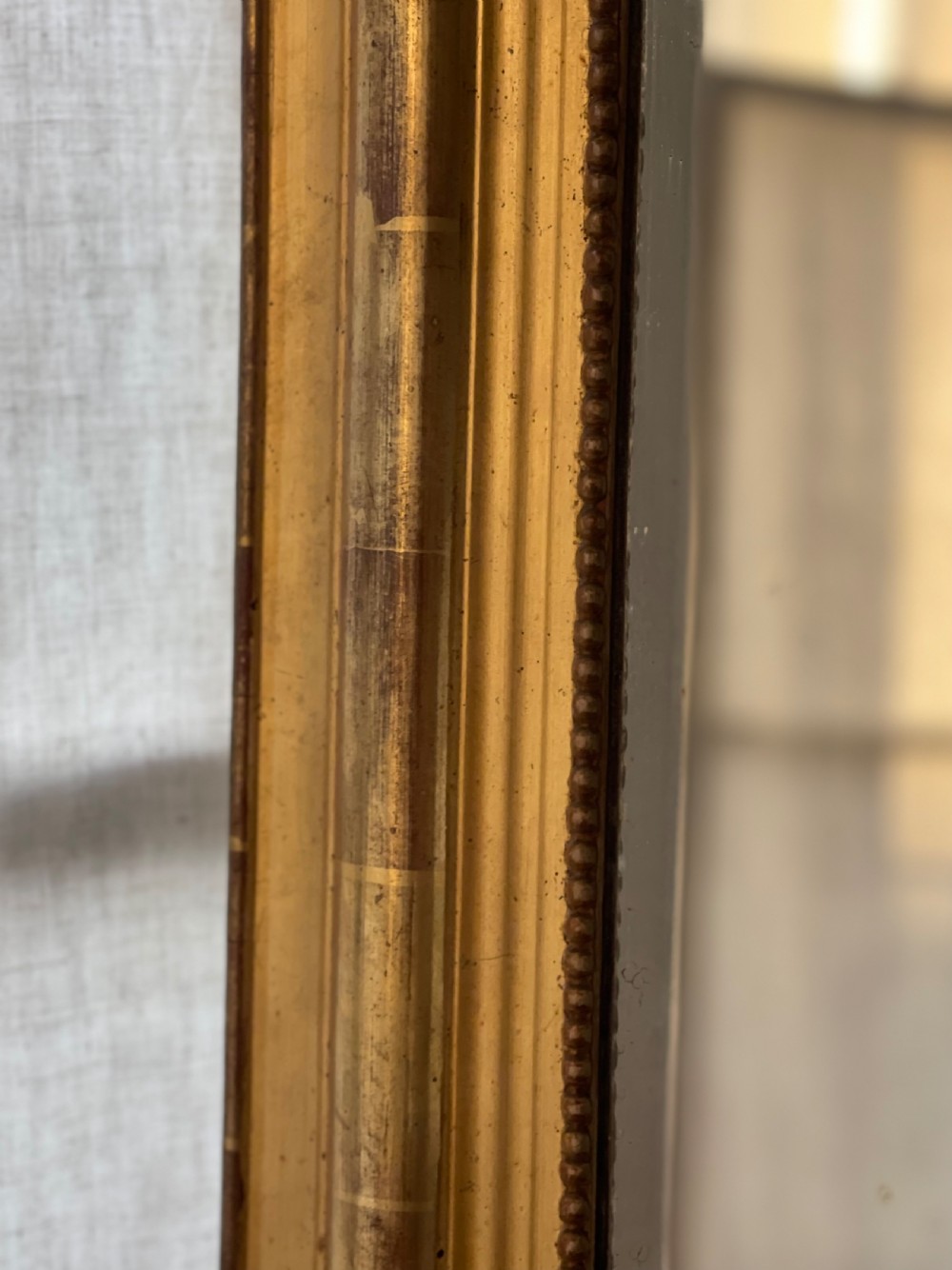 Large antique French gilt mirror - mercury glass View XIV