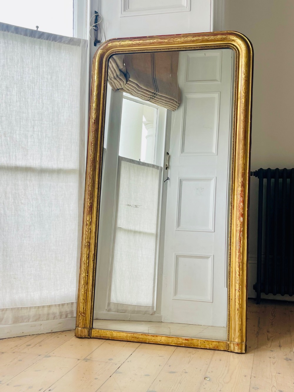 Antique French gilt Louis Philippe overmantel mirror c1800 - mercury glass
