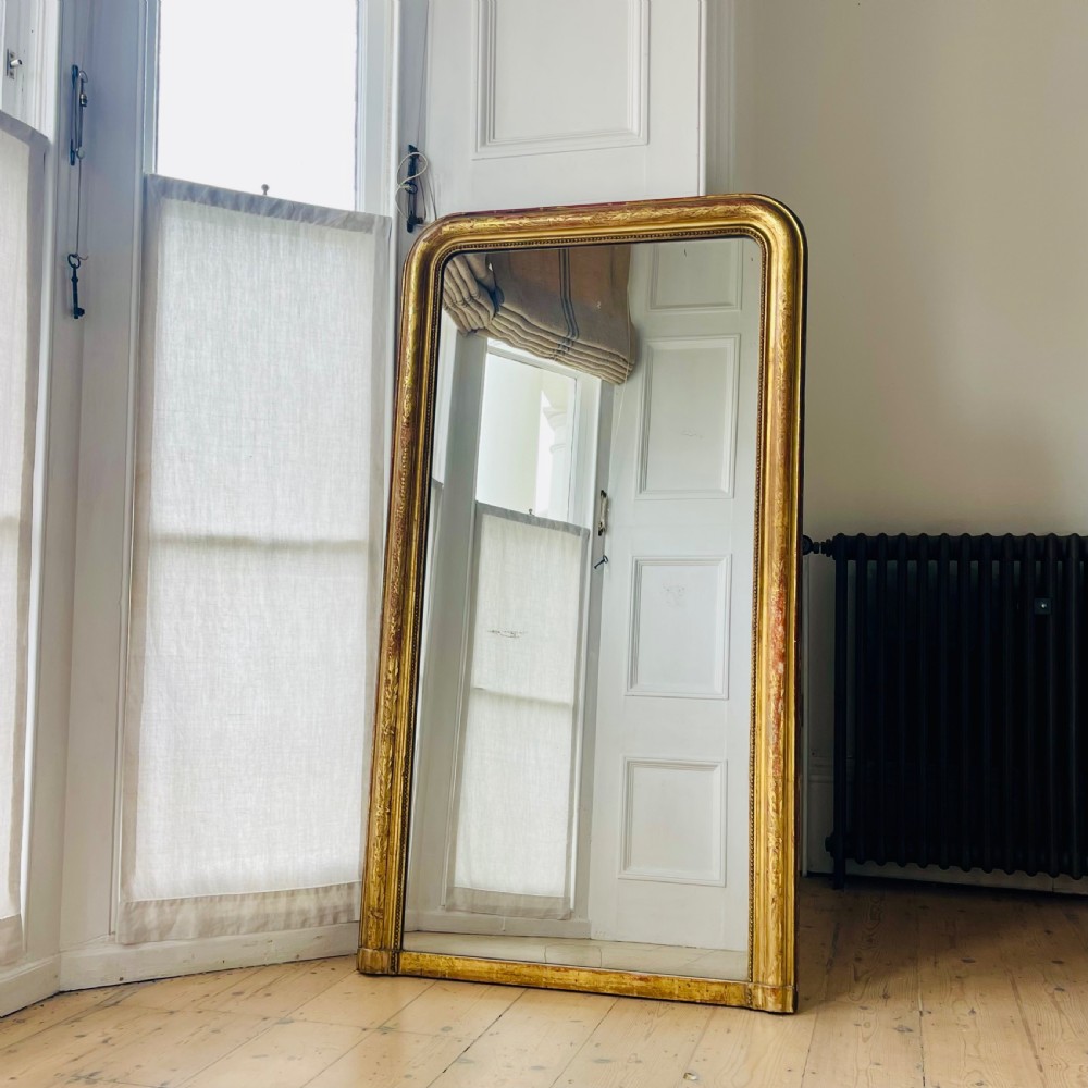 Antique French gilt Louis Philippe overmantel mirror c1800 - mercury glass View V