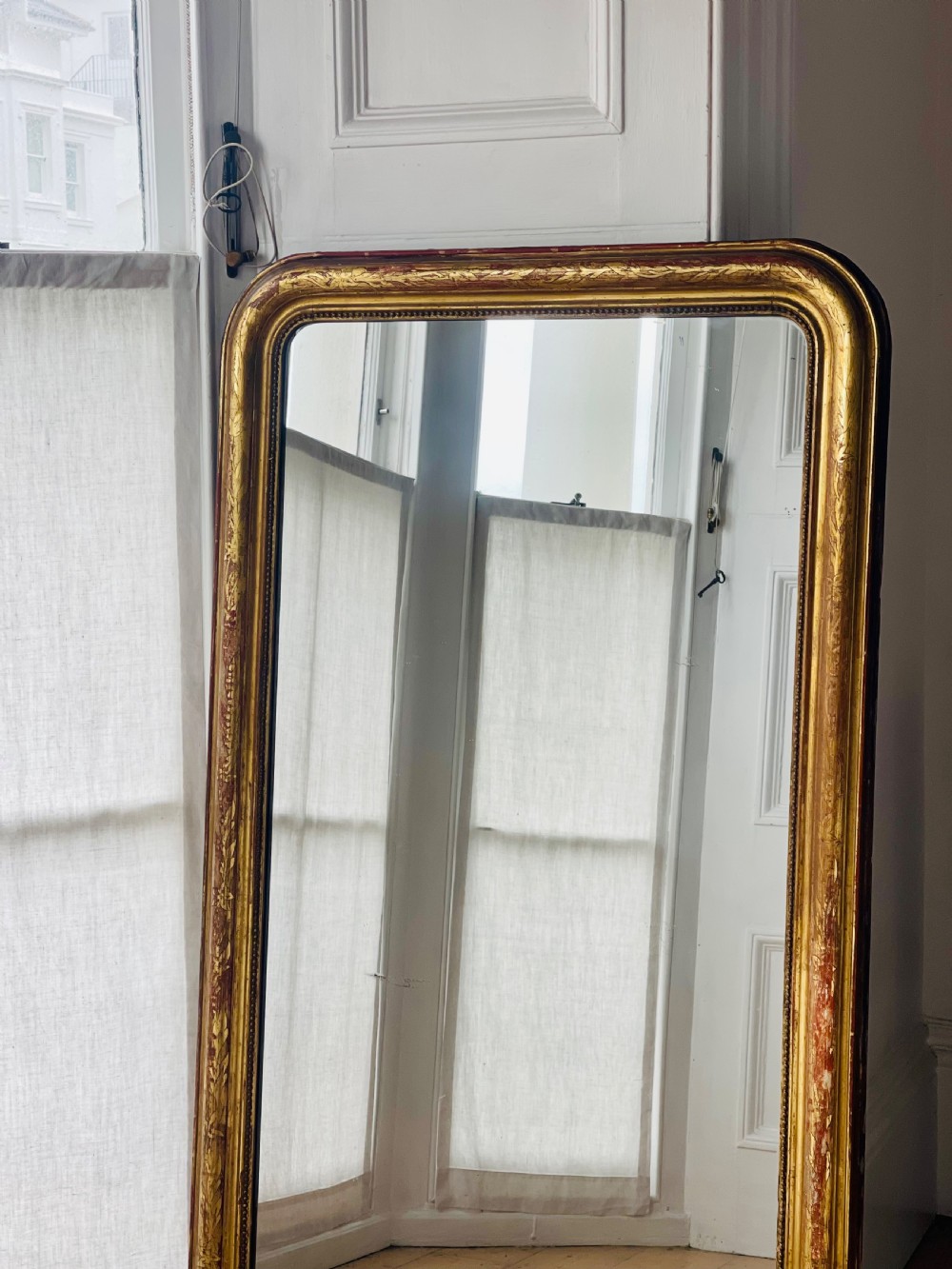 Antique French gilt Louis Philippe overmantel mirror c1800 - mercury glass View VIII