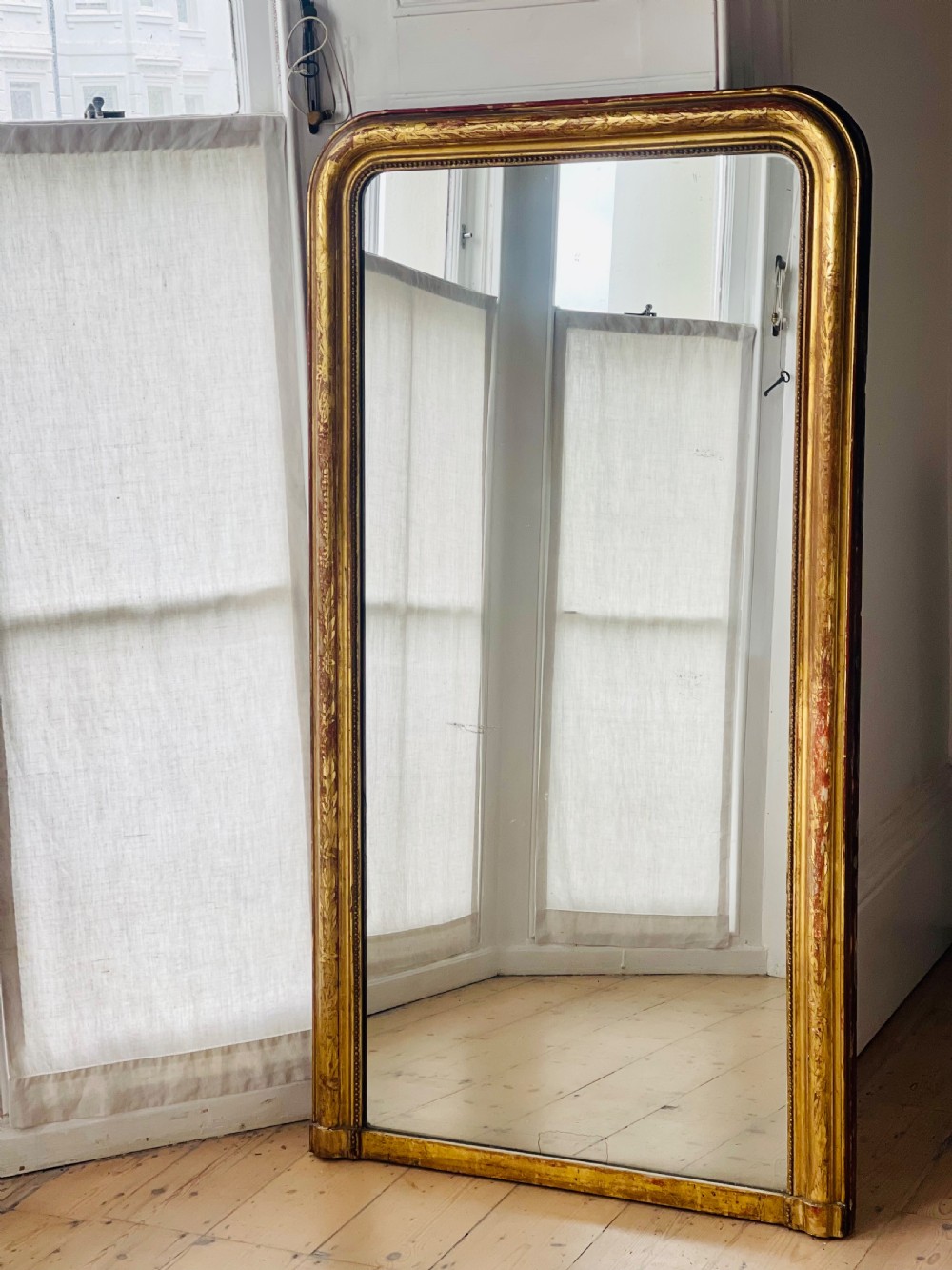 Antique French gilt Louis Philippe overmantel mirror c1800 - mercury glass View IX