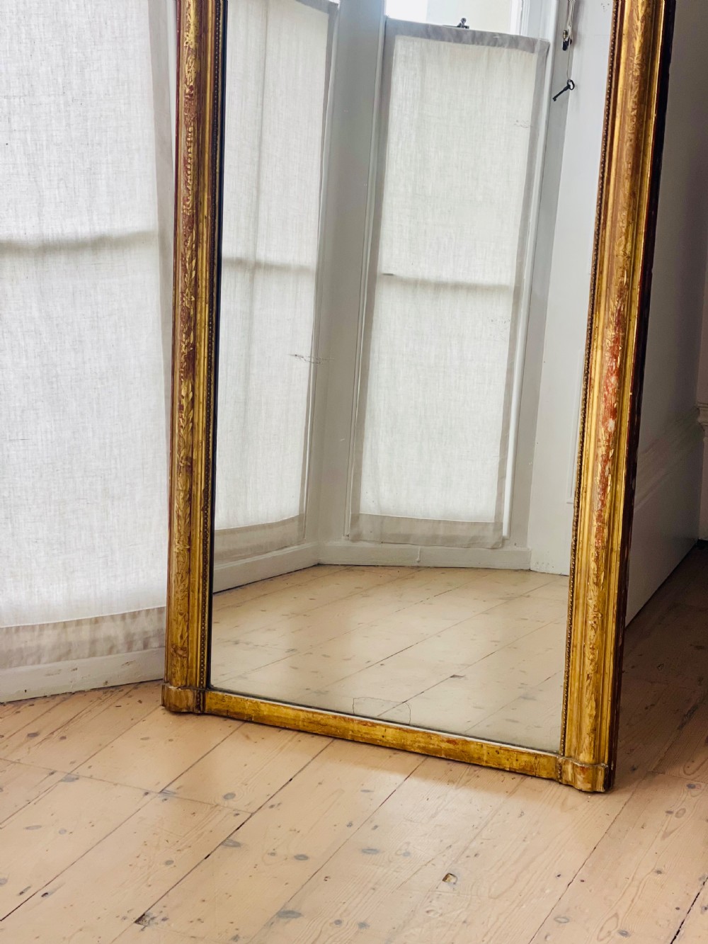 Antique French gilt Louis Philippe overmantel mirror c1800 - mercury glass View X